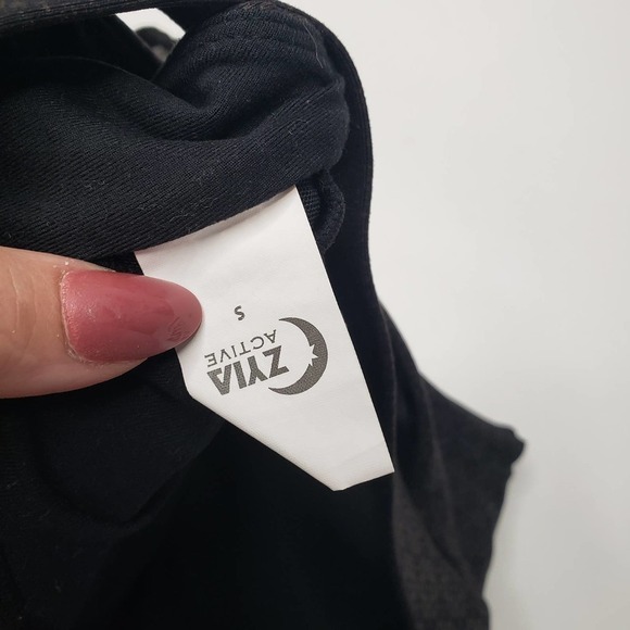 Zyia Active Flower Power Sports Bra Sz S Black High Neck Racerback - Picture 8 of 10